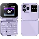 SoirFanTlio I16 Pro Mini Flip Phone, 1.77 Inch HD Display, Dual SIM 4G, Foldable Design with Big Buttons, FM Radio, 32MB RAM, Multiple Colors Available, for Seniors (4G-Purple)