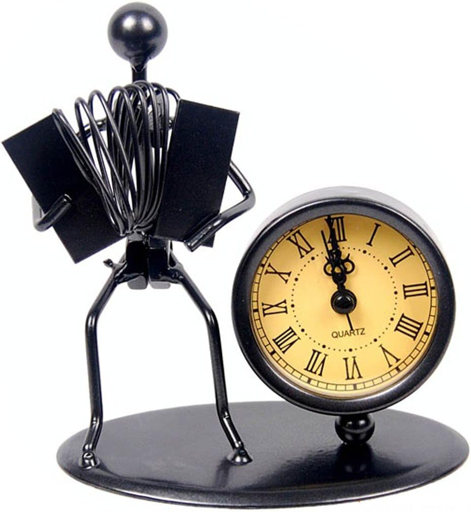 Western Style Clock Watch Iron Art Music Figure~Home Office Desk Decor Gift (C64 Accordion)
