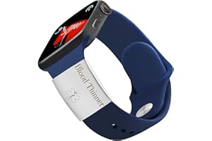 Oneress White Medical ID Watch Band Label for Apple Watch, Engraved BLOOD THINNER On Insulin Tag, Waterproof Stainless Steel 