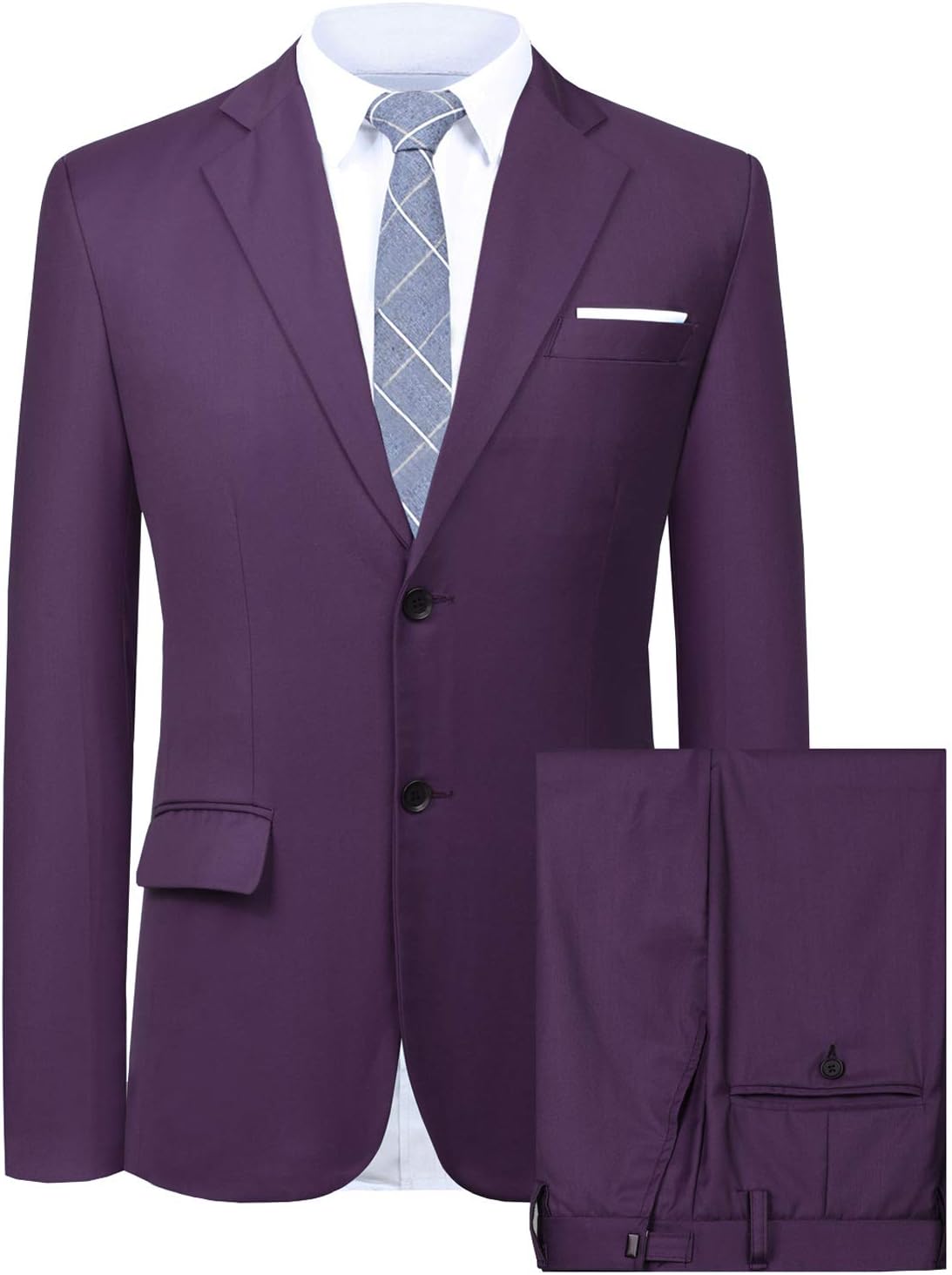 Hanayome Men's Suit 2 Pieces Slim Fit Suit Jacket Pant Coat Business Blazer Men