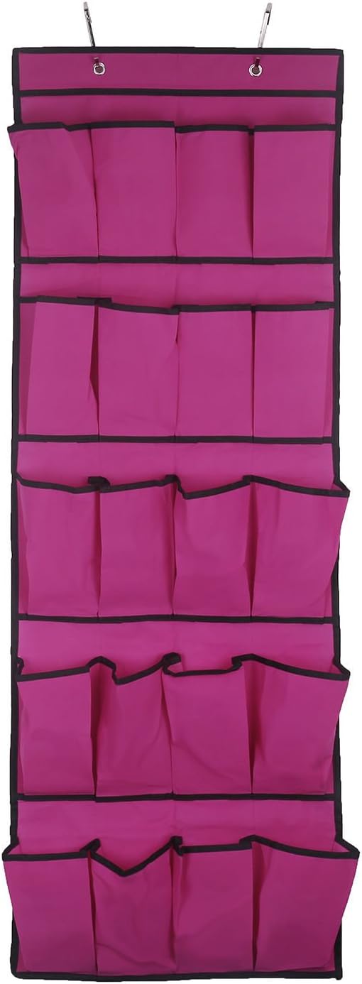 Space Saver Bags Shoe Organizer Hanging 20 Pockets Hot Pink