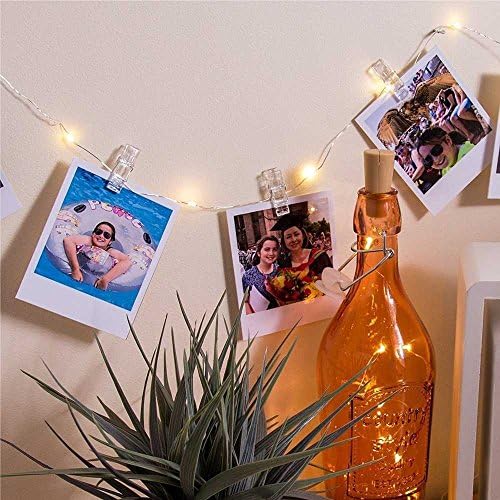 AVInnovations 2 PACK 50 LED Photo Clip Light Strings, 20 Clips, 16.4 Ft. (Warm White LEDS), Battery Powered, Decorative Photo, Card and Artwork Hanging