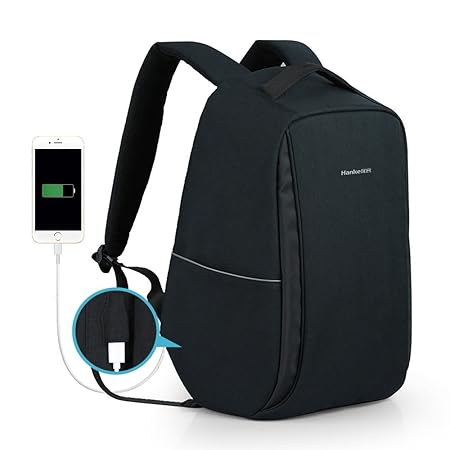 Hanke Rucksack Geschäft Schulrucksack Diebstahlschutz Laptop Smart-Rucksack mit USB Ladeport