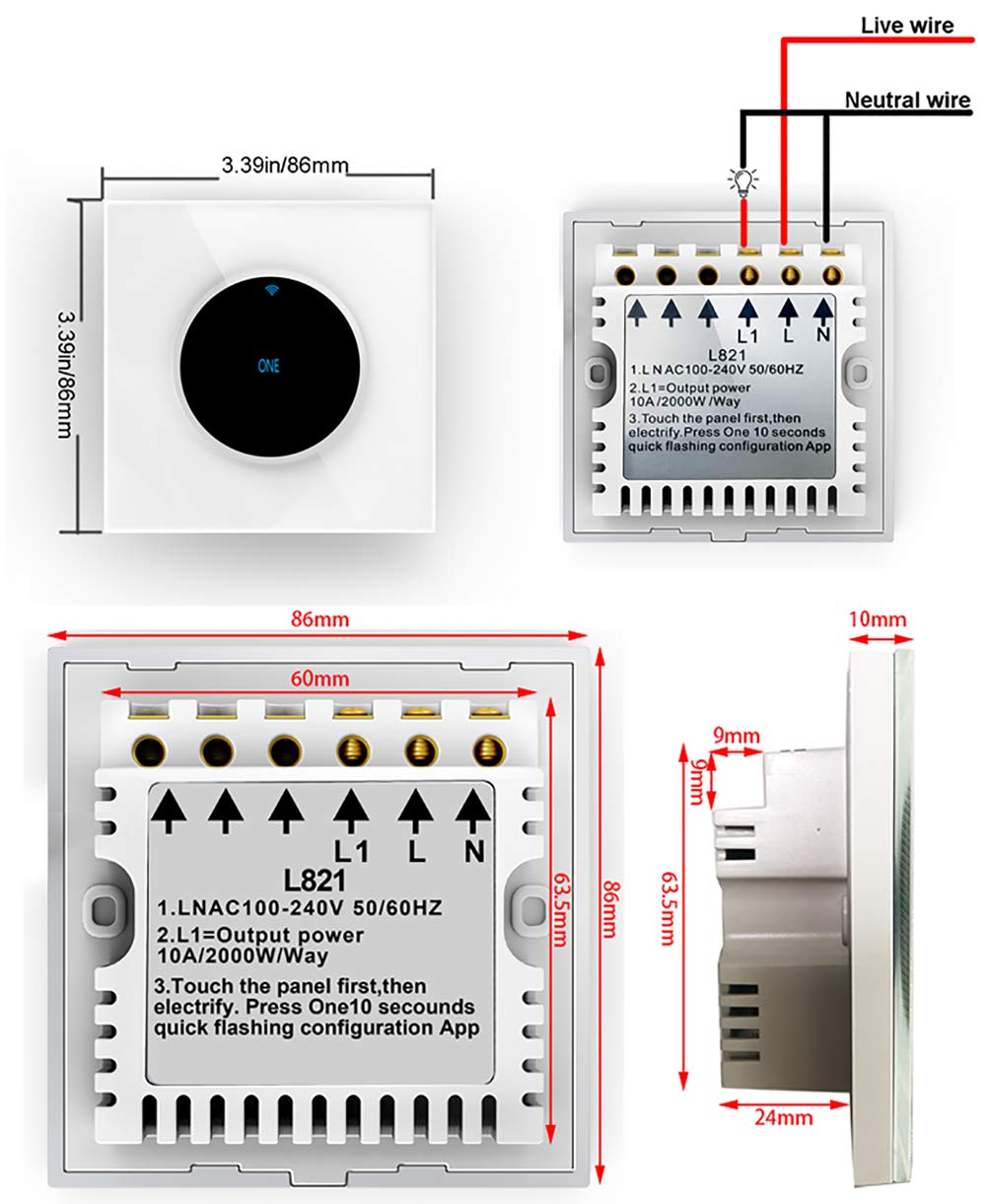 Wifi Light Switch Smart Led Wall Touch Switch Smartphone APP Control