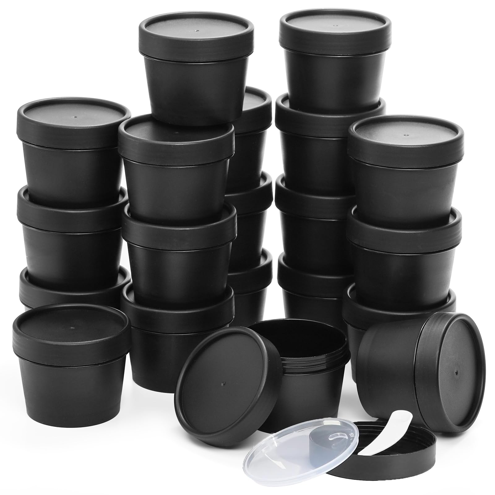 Nicunom 20 Pack 100ml Plastic Cosmetic Container Jars, Leakproof Makeup Containers Refillable Plastic Pot Jars with Lids for DIY or Travel Storage Lotions, Cream, Body Butter, Slime & Beauty Products