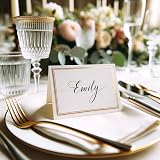THE TWIDDLERS 200 Pack Foldable Wedding Name Place Cards with Gold Border view 2