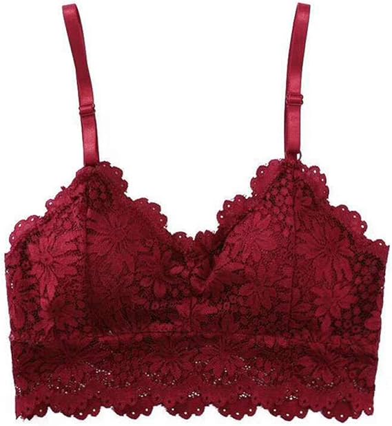 Amazon.com: Women Bra Floral Lace Bralette Underwear Sexy Lingerie Seamless Wireless Padded Bra 