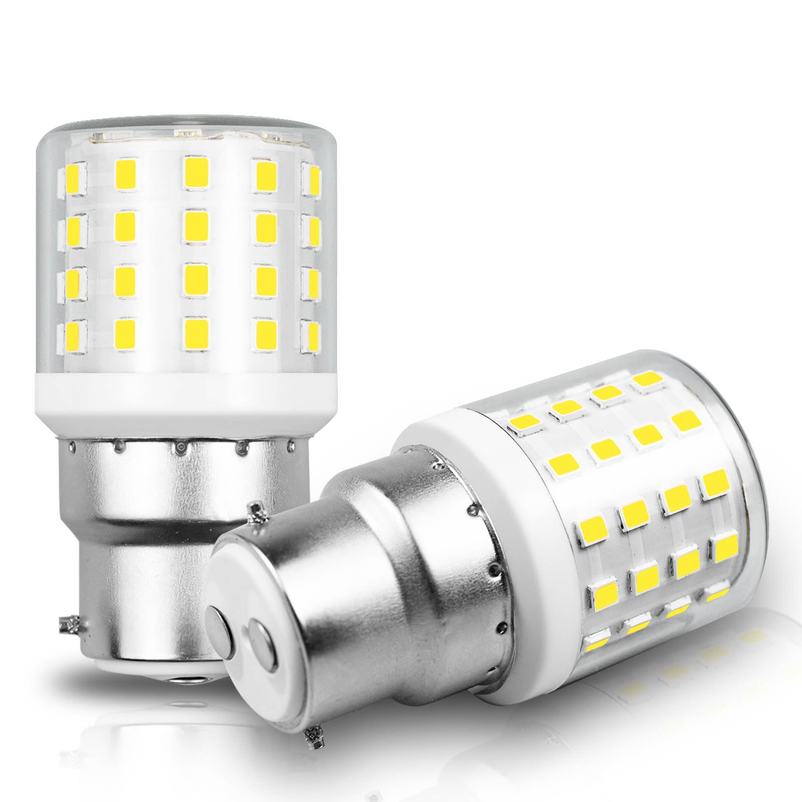 XIMNCHNI Small Bayonet Light Bulb 60W Equivalent, B22 LED Bulbs Cool White 6000K 6W 806LM,Energy Saver Bayonet Bulb for Chandeliers, Wall Lamps, Ceiling Light,Non-Dimmable, Pack of 2