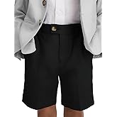 Haloumoning Boys Golf Shorts Kids School Uniform Elastic Waist Flat Front Dress Short with Pockets 5-14 Years