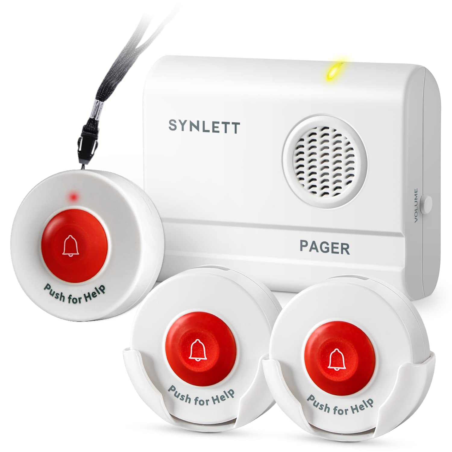 SYNLETT Caregiver Pager 3 Wireless Nurse Call Buttons for Elderly Monitoring SOS Alert System Portable Alarm Call Bell for Nursing Home Care Seniors Patients Emergency — image 1