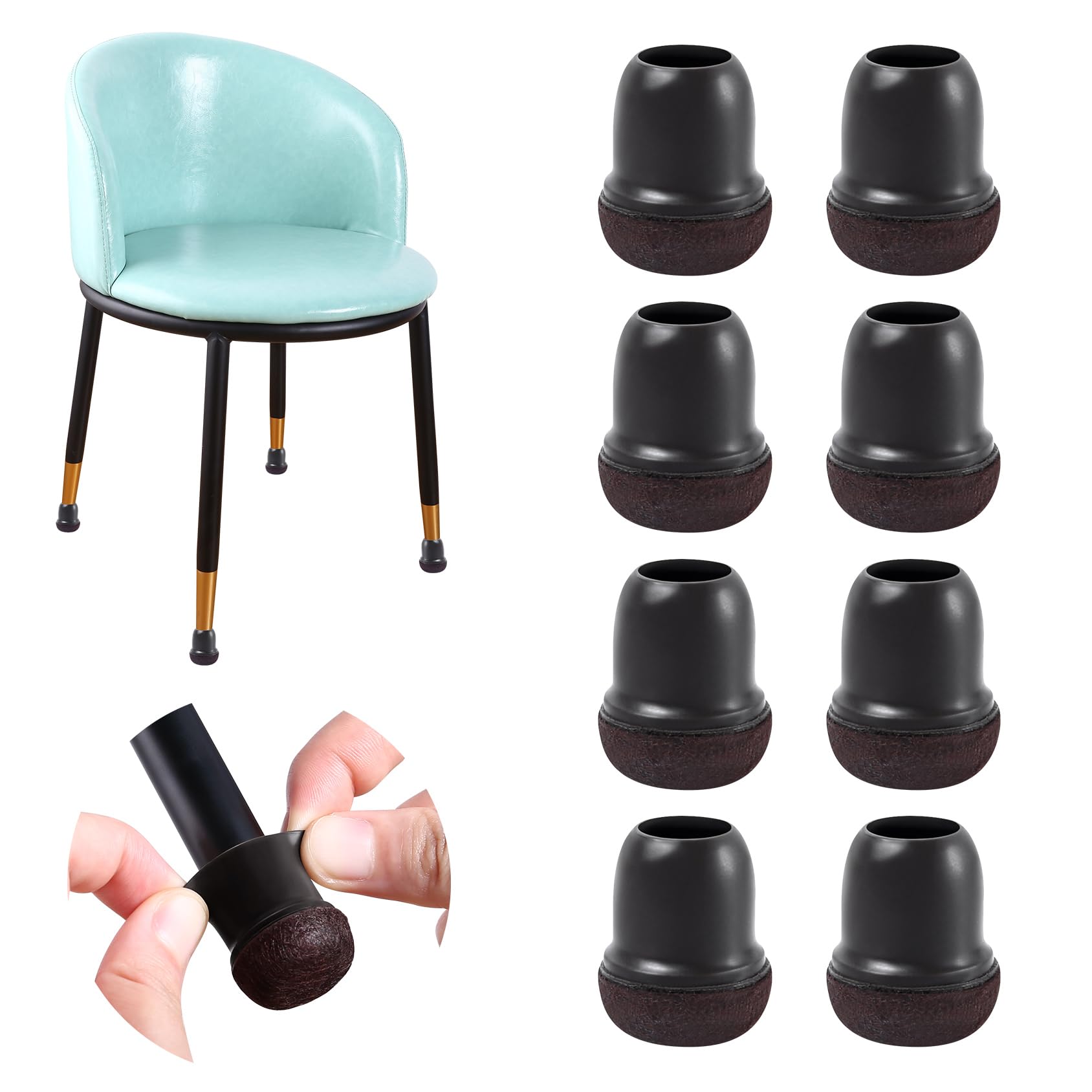 Photo 1 of Extra Small Chair Leg Floor Protectors, 16PCS Silicone Chair Leg Caps, Felt Chair Leg Pads for Hardwood Floors, Round Metal Barstool Leg Floor Protectors, Anti-Scratches & Noice(Black, Fit:0.5"-0.75")