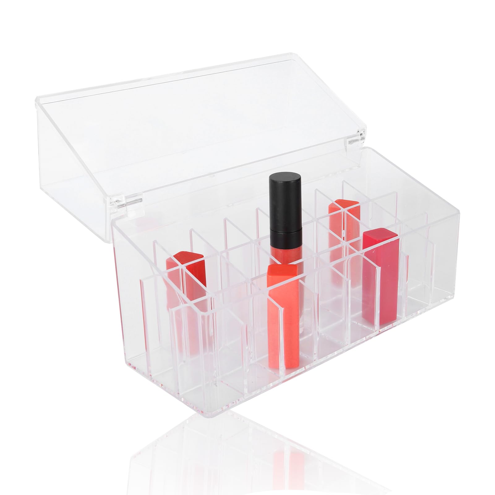 ANKROYU Lipstick Holder Organizer, Dustproof Flip Lid Cosmetic Display Case, Vanity Storage for Beauty and Makeup Organizing