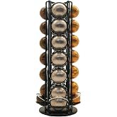 Miuly Coffee Capsule Holder For Nespresso Vertuoline, Coffee Capsule Stands Rotating Pod Rack holds 28 Nespresso Vertuo Pods, Black