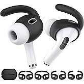 AhaStyle 4 Pairs AirPods Pro 2 Ear Hooks【Added Storage Pouch】 Anti-Slip Ear Covers Silicone Accessories Compatible with Apple AirPods Pro 2nd Generation (2 Large+2 Small, Black)