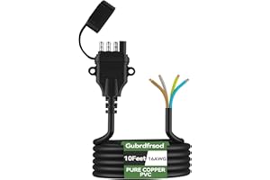 Gubrdfrsod 16AWG 10FT 4 Pin Trailer Connector Black 4 Pin Trailer Wiring Harness Pure Copper 4 Wire Trailer Wire with Jacketed Heavy Duty 4 Way Trailer Plug with Dust Cover