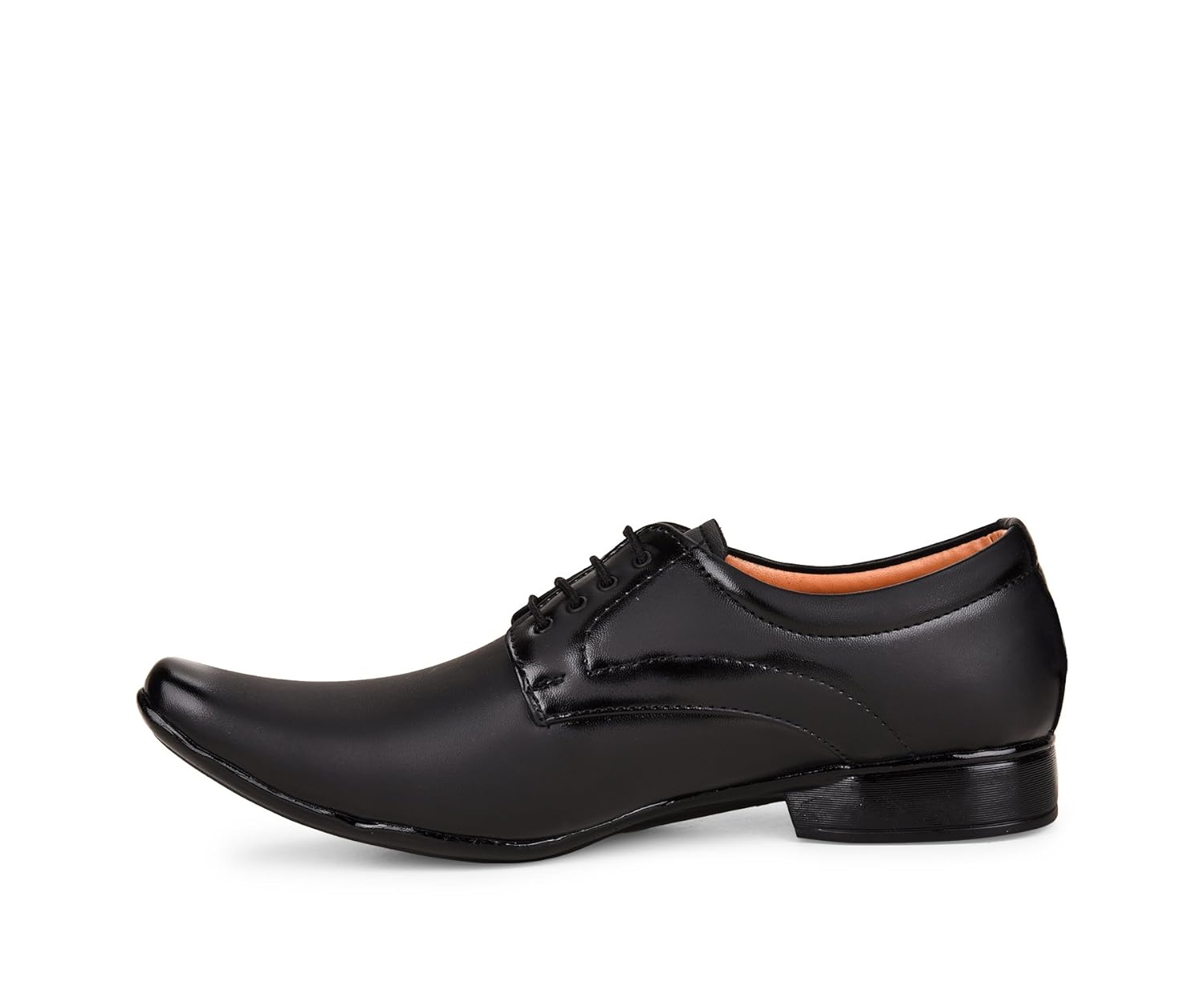 essence men's black formal synthetic lace-up shoes