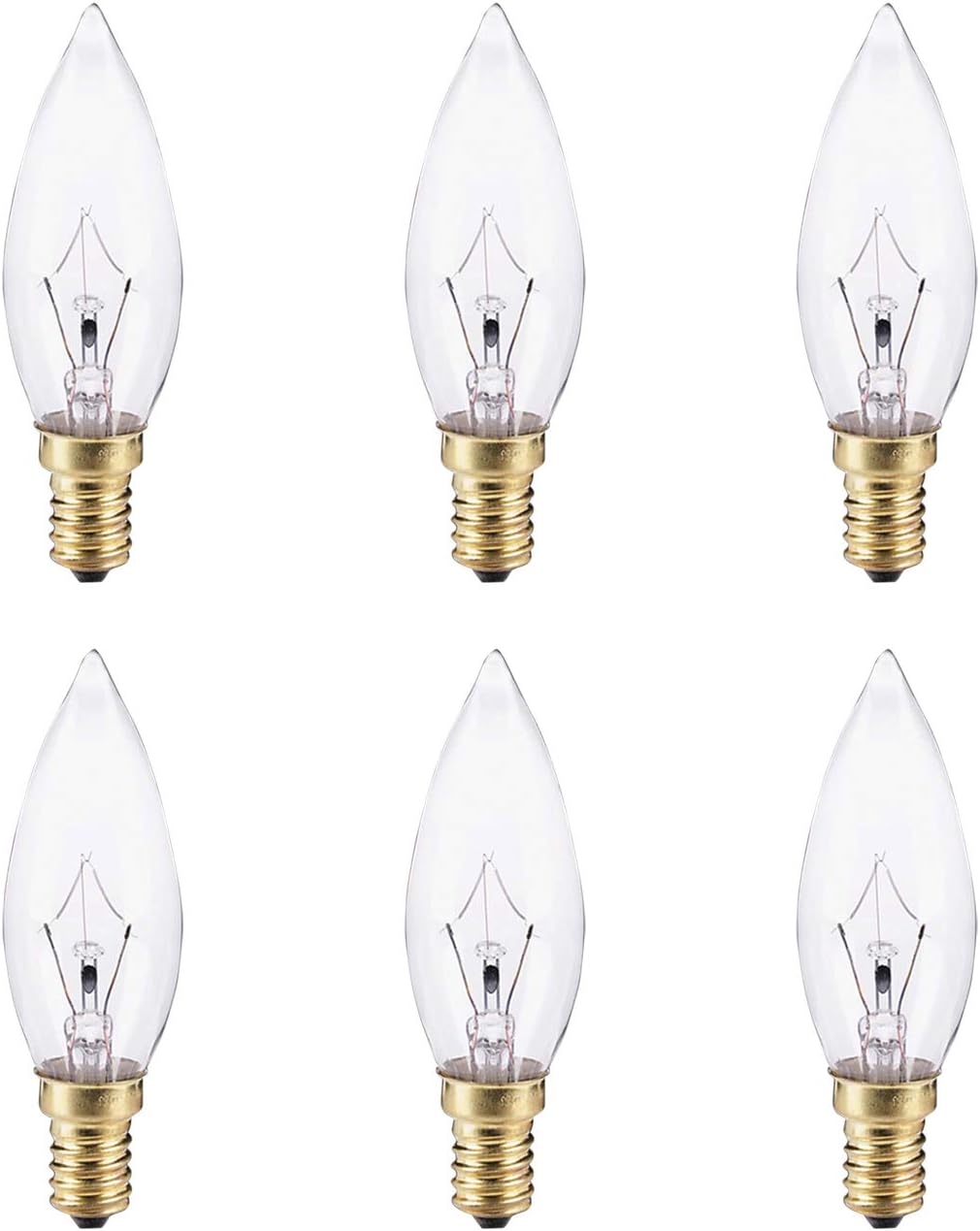 60W B9 Incandescent Clear Chandelier Light Bulb, Torpedo Tip, E14