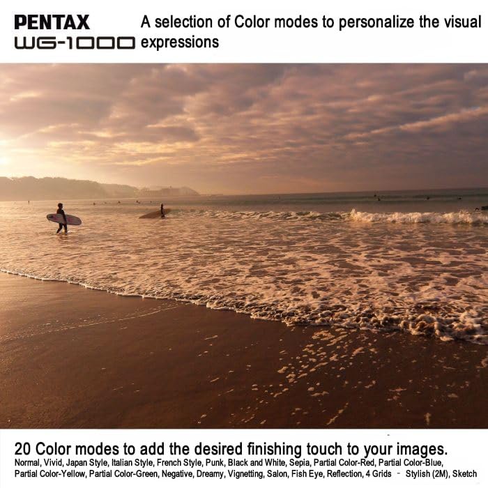 PENTAX WG-1000 Gray Waterproof Digital Compact Camera, Designed for Casual Outdoor and Underwater Photography, Waterproof to a Depth of 15 Meters, for up to one Hour of Continuous Operation