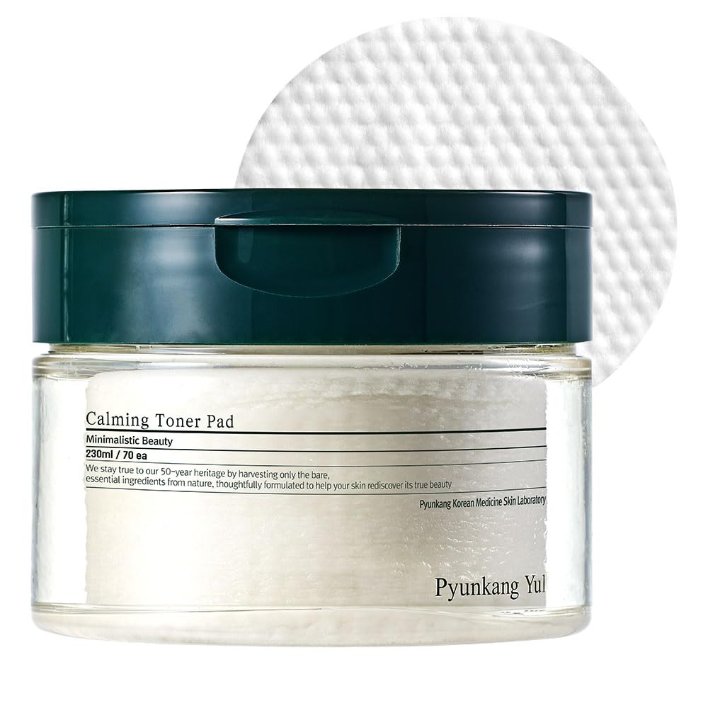 Pyunkang Yul PKY Calming Toner Pad with Tea Tree, 5 Hyaluronic Acids, Removes Dead Skin Cells, Moisturizes, Korean Face Skin Care, Acne Prone & Sensitive Skin, Double-Sided Pad 7.7 fl.oz 70ea