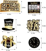 YNOUU New Year 2023 Decorations Black Gold Banner Balloons Streamers view 6