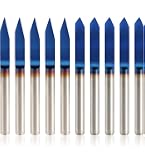 60 Degree Router Bit Engraving CNC Router Bits, 0.1mm 0.004 Tip Width 10 Degree Angle 18 Shank Solid Carbide 3-Flute V Groove Carving Bits - Applications: For Wood V Groove Router Bit