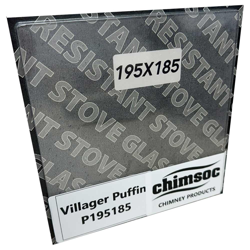 Chimsoc Replacement Stove Glass - Villager Puffin (195mm x 185mm Rectangular)