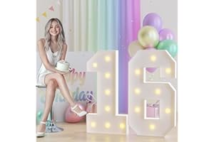 Joymuse 3ft Marquee Numbers 16, Large Light Up Numbers 16, 16th Birthday Decorations for Girls and Boys, Yellow Light