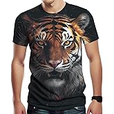 Girren 3D Tiger T-Shirts for Men Novelty Tiger Animal Printed Tshirt Casual Summer Short Sleeve Tee Top