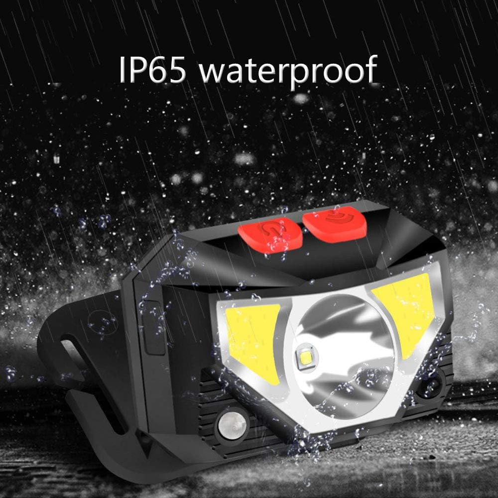 LED Rechargeable Headlamp, Headlights With 5 Lighting Modes, COB Enhanced USB Head Lamp/ 800Lumens Motion Sensor Head Lamp/ 200m Range, IP65 Waterproof Best For Running, Hiking 2Pack (Red) - - 
