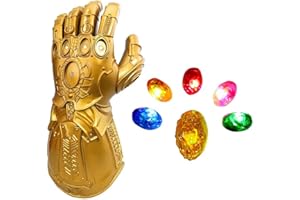 Infinity Gauntlet Thanos Glove LED Light Up with Removable Magnet Infinity Stones for Cosplay Costume prop