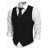 COOFANDY Men's Suit Vests Slim Fit Waistcoat Notch Lapel Casual Formal Vest