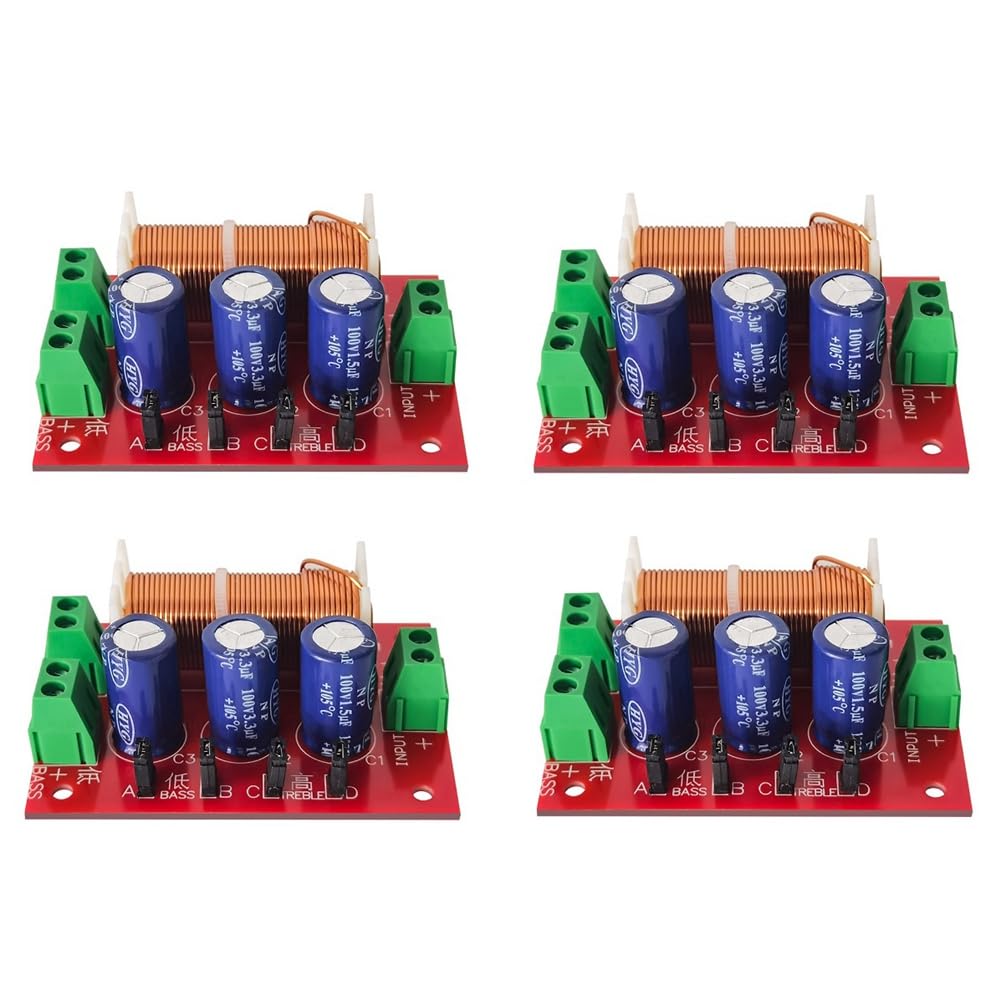 beiyaiey 4 Piece 400W Speaker Crossover 2 Way Audio Adjustment Tweeter Speakers for 2-16Ohm
