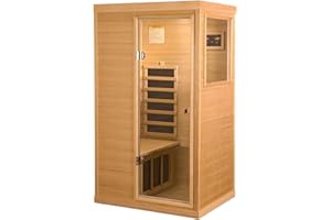 KUNSANA Infrared Sauna Indoor, Home Sauna, Low EMF Infrared Sauna,1 Person Infrared Saunas for Home, Canadian Hemlock,Smart Display,Bluetooth,Reading Lamp