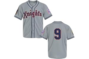 RAINBOW HAWK Men's Roy Hobbs New York Knights The Natural Movie Baseball Jerseys Grey