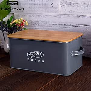 UWEKMQP Caja de Almacenamiento Caja de Pan con Cubierta de Tabla de