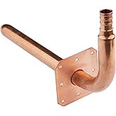 EFIELD 1/2" Pex Copper Stub Out Elbow with Wall Flange, 8 Inch Length,(STUB012)