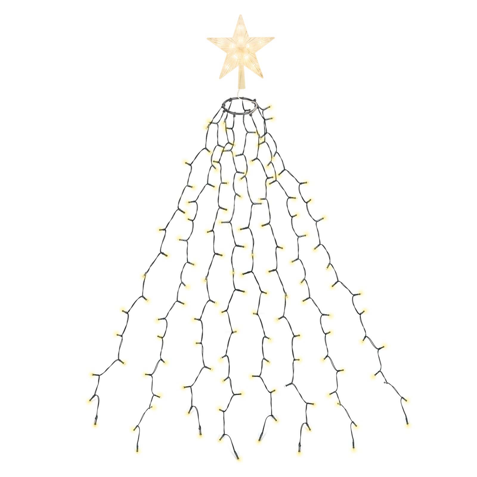 SALCAR Christmas Tree Lights with Star Topper, 2m x 8 Strands 290 LED Fairy Lights for 6-8ft Christmas Tree, Easy to Install with 8 Modes, Memory & Timer Function, Warm White