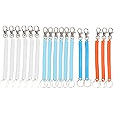 KAIOULU 16PCS Retractable Spring Coil Keychain Set, Coiled Lanyard with Lobster Clasp, Anti - Lost Stretch Cord Safety Key Chain for Wallet, Keys, Cellphone, Multicolored