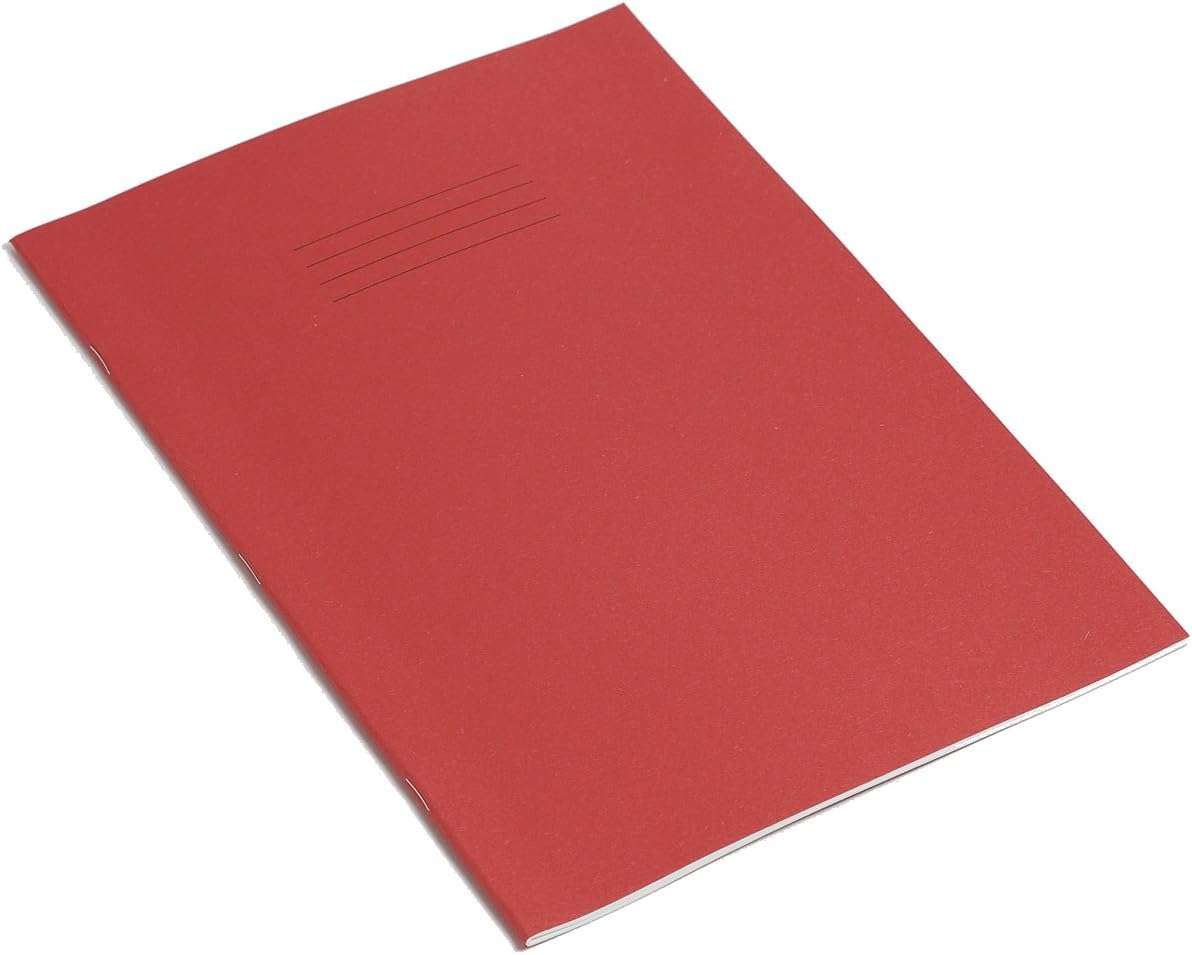Rhino A4 Exercise Books, 48-Page / 12mm Lined Paper Notebook, 10-Pack, Office & School Stationery Supplies, Red