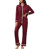 Ekouaer Womens Pajama Sets Long Sleeve Sleepwear Soft Button Down Pjs 2 Piece Loungewear witn Pants S-XXL