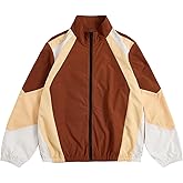 SOLY HUX Men's Varsity Jacket Zipper Color Block Windbreaker Jackets Long Sleeve Coats Streetwear