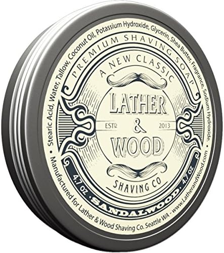 Lather & Wood Shaving Soap Sandalwood Simply The Best Luxury Shaving Cream Tallow Dense Lather With Fantastic Scent For The Worlds Best Wet Shaving Routine 46 Oz (Sandelwood)