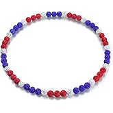 YATOJUZI Baseball Necklace for Men 16"/18"/20" Glitter Rhinestone Clay Beaded Necklace for Men Shiny Cool Baseball Accessories Drip Necklaces Gifts for Players Team Lovers