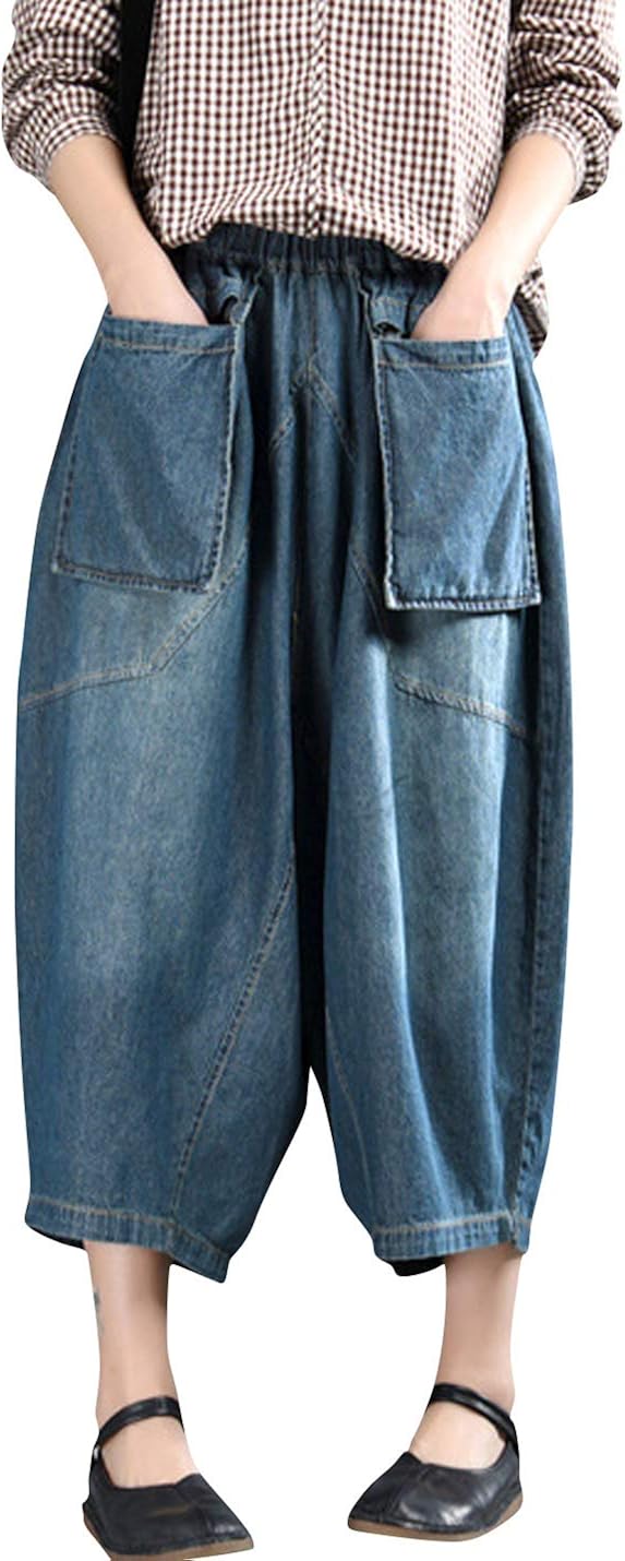 baggy jean capris