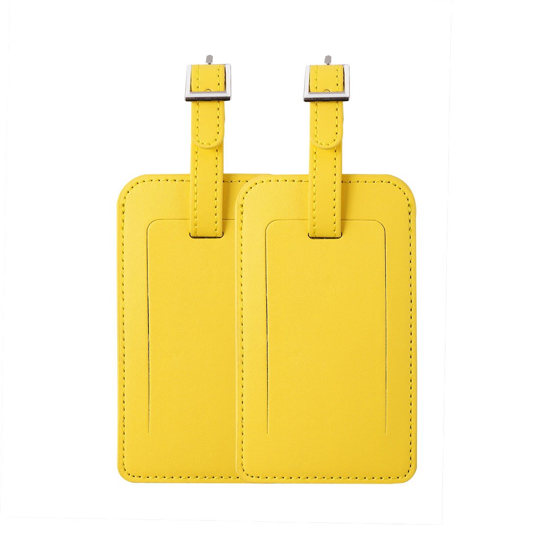 sourcingmap Luggage Tags,PU Leather Travel Tags Luggage Identifier Name Holder Address ID Labels for Baggage Suitcases(2 Pack,Yellow)