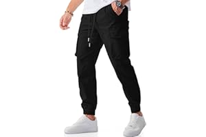 JMIERR Men's Casual Cargo Joggers Pants Stretch Elastic Waist Drawstring Tapered Sweatpants with Pockets
