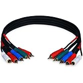 Monoprice 1.5ft 22AWG 5-RCA Component Video/Audio Coaxial Cable (RG-59/U) - Black