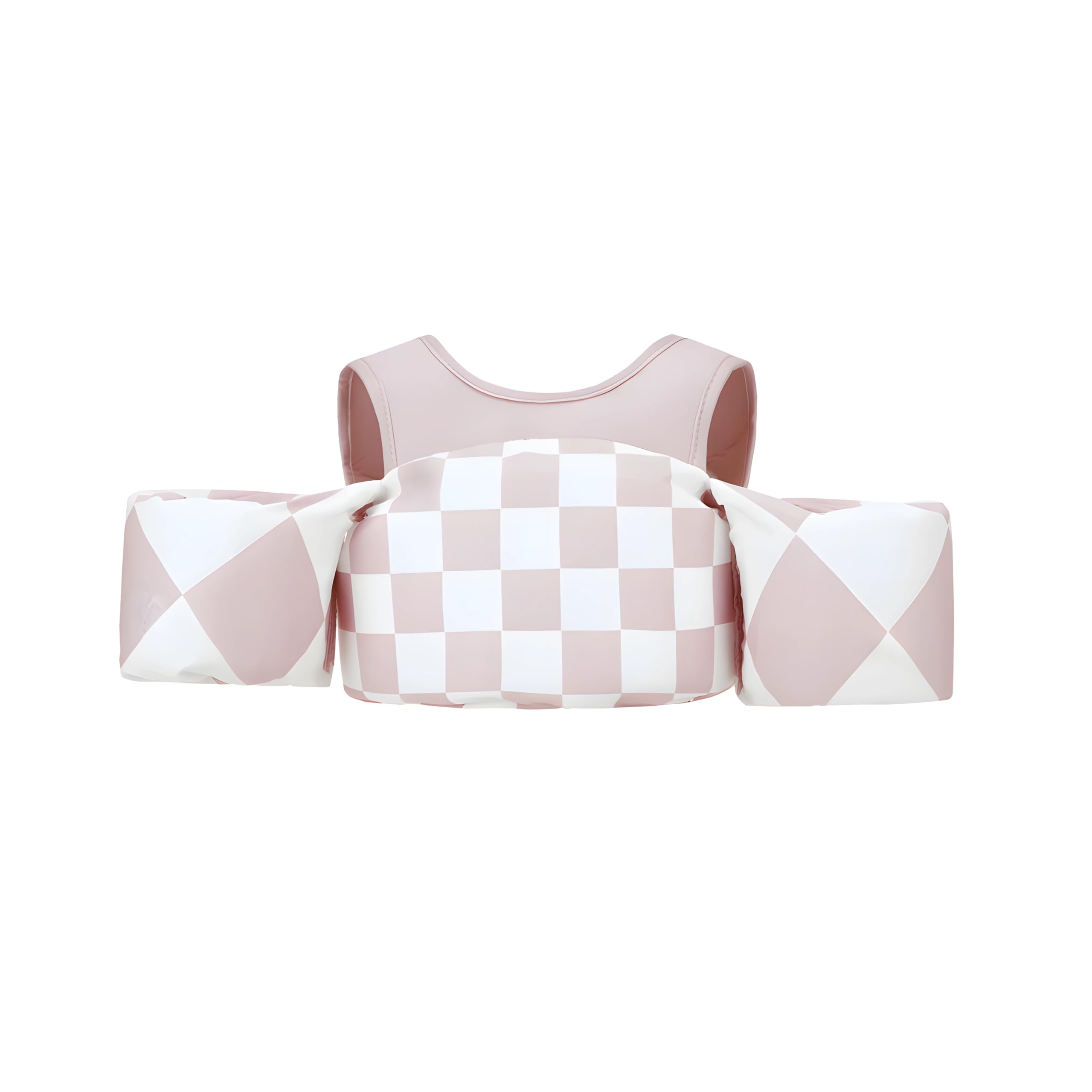 Photo 1 of KIDSco Swim Vest for Kids 30-50 lbs. A Puddle Jumper Swimming Float Aid with Shoulder Straps and Arm Water Wings for Boys and Girls Aged 2-6 |Blush Checkerboard|