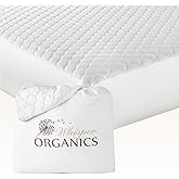 100% Cotton Organic Mattress Pad - Breathable & Cooling Mattress Protector Twin Size - Premium 300GSM Quilted and Noiseless Machine Washable Organic Mattress Protector (White, Twin)