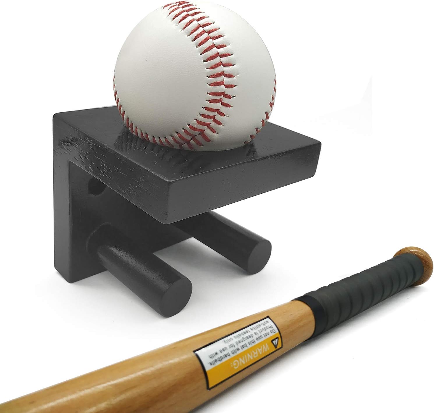 Lot De 2 Supports Muraux Horizontaux Pour Batte De Baseball - Présentoir Robuste En Bois